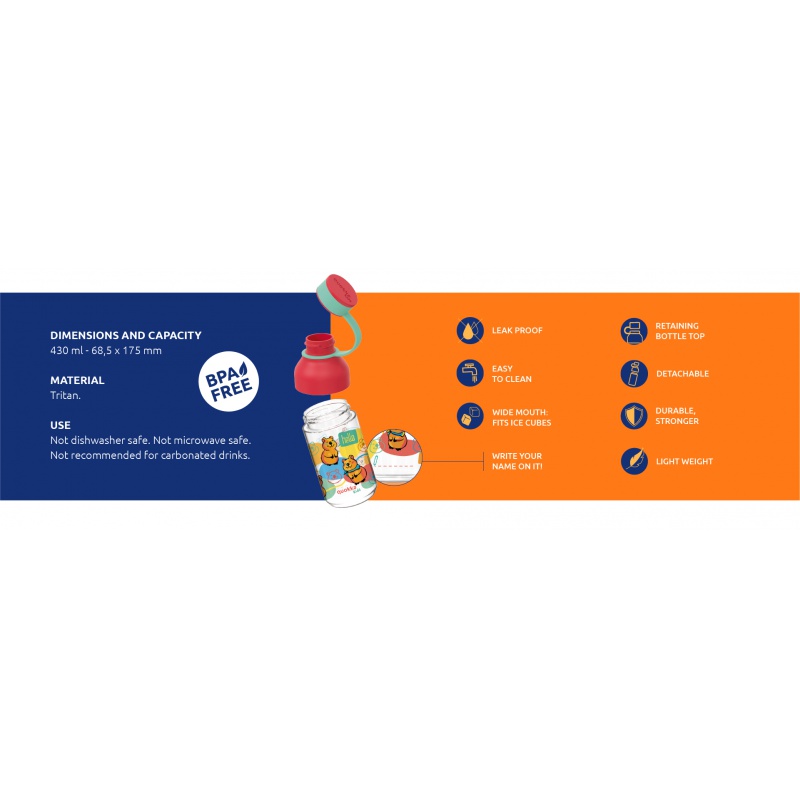 Quokka Kids Ice, Plastová fľaša s pútkom Balloons, 430ml, 40162 Quokka Kids Ice, Plastová fľaša s pútkom Balloons, 430ml, 40162