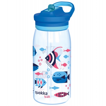Quokka Kids Glow, Plastová láhev s brčkem Sea Life, 580ml, 40280