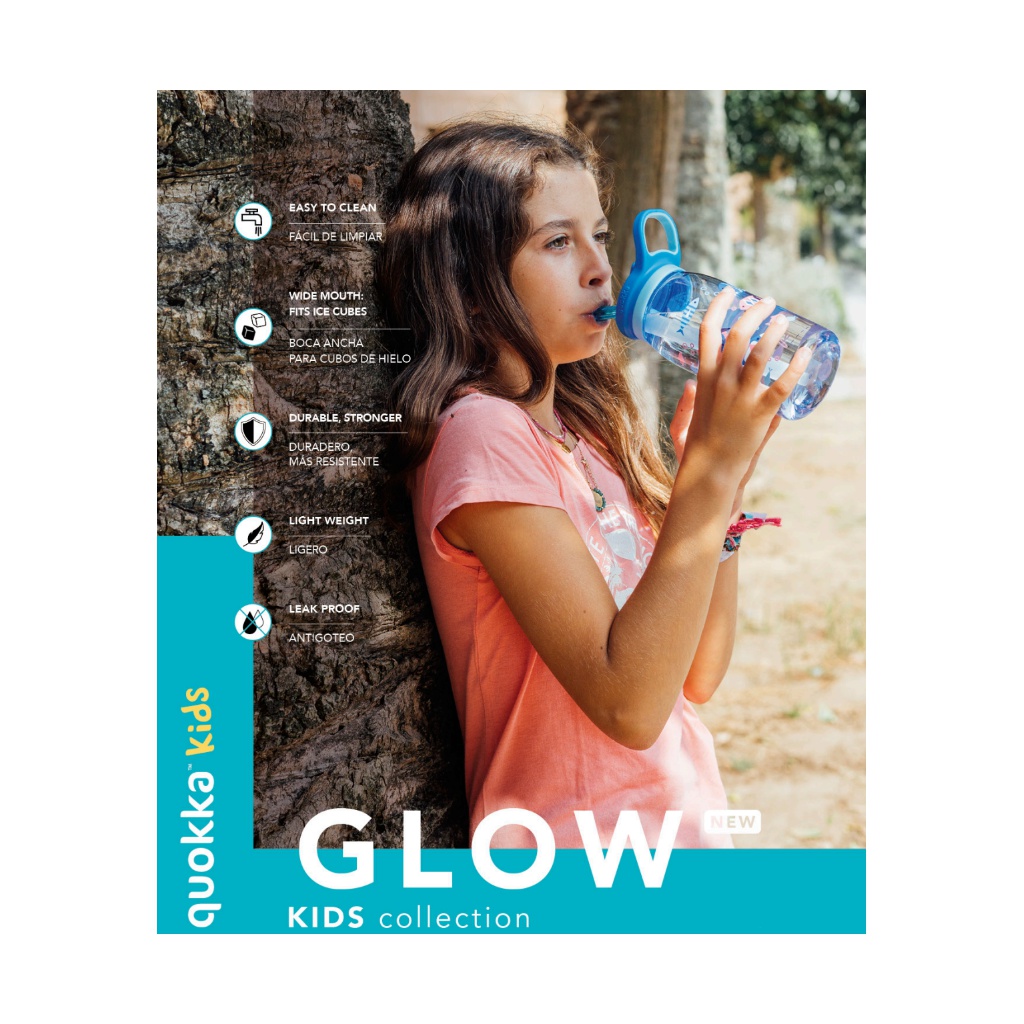 Quokka Kids Glow, Plastová fľaša so slamkou Tigers, 580ml, 40281