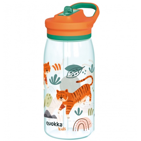 Quokka Kids Glow, Plastová láhev s brčkem Tigers, 580ml, 40281
