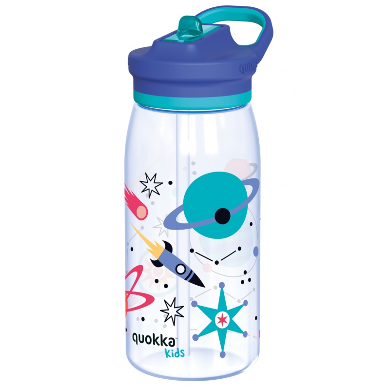 Quokka Kids Glow, Plastová láhev s brčkem Space, 580ml, 40282 Quokka Kids Glow, Plastová láhev s brčkem Space, 580ml, 40282