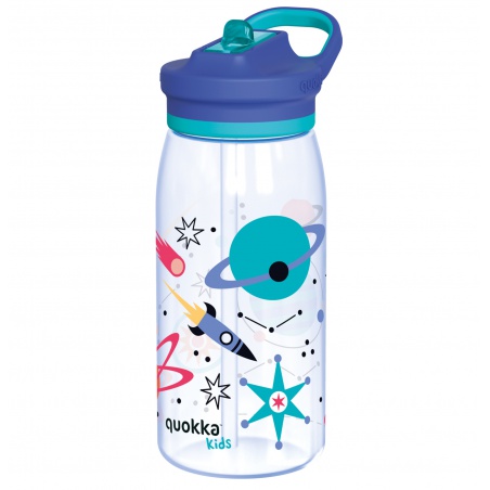 Quokka Kids Glow, Plastová láhev s brčkem Space, 580ml, 40282