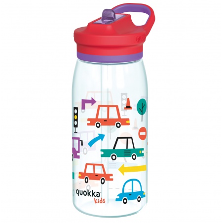 Quokka Kids Glow, Plastová láhev s brčkem Cars, 580ml, 40285