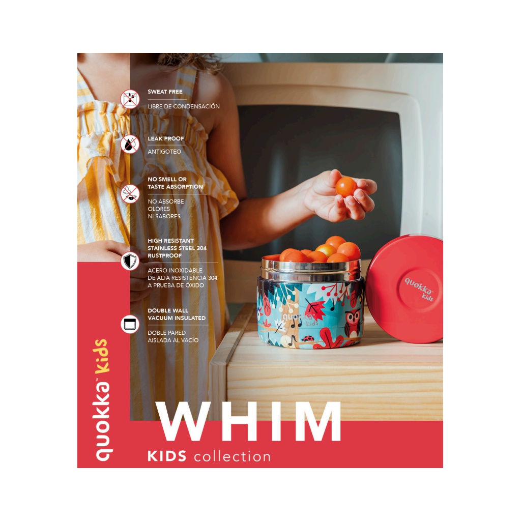 Quokka Kids Whim, Nerezová termonádoba na jedlo Zebras, 360ml, 40099