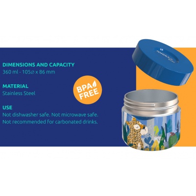 Quokka Kids Whim, Nerezová termonádoba na jedlo Grove Birds, 360ml, 40095 Quokka Kids Whim, Nerezová termonádoba na jedlo Grove Birds, 360ml, 40095