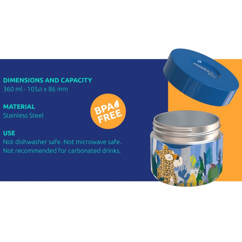 Quokka Kids Whim, Nerezová termonádoba na jedlo Grove Birds, 360ml, 40095 Quokka Kids Whim, Nerezová termonádoba na jedlo Grove Birds, 360ml, 40095