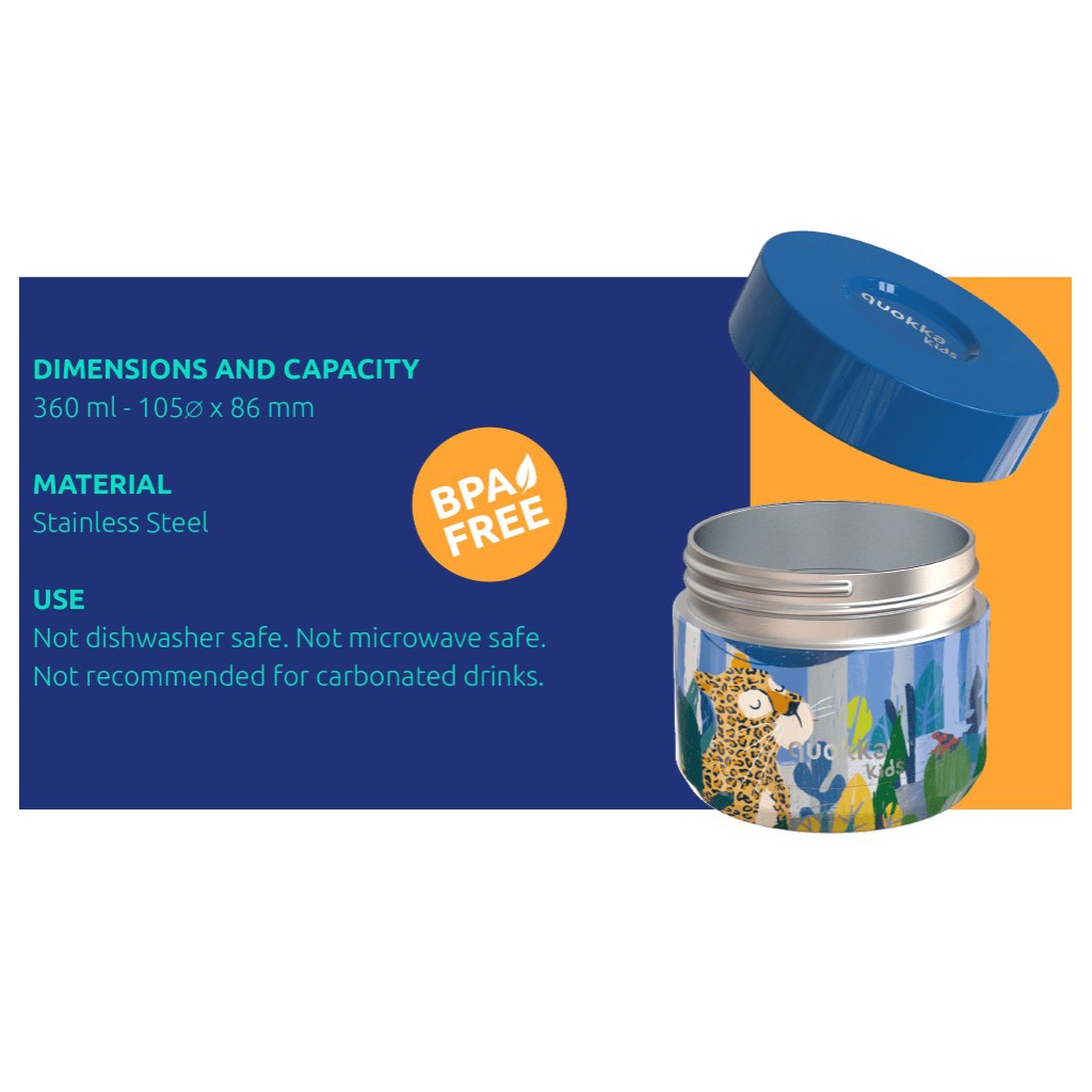 Quokka Kids Whim, Nerezová termonádoba na jídlo Grove Birds, 360ml, 40095