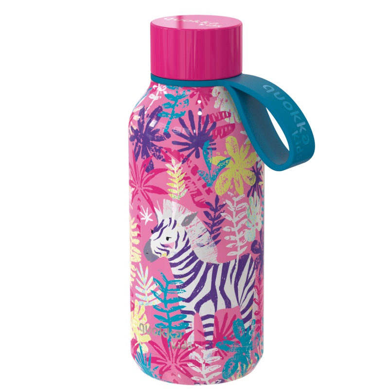 Quokka Kids Solid, Nerezová fľaša / termoska s pútkom Zebras, 330ml, 40147 Quokka Kids Solid, Nerezová fľaša / termoska s pútkom Zebras, 330ml, 40147