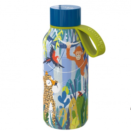 Quokka Kids, Nerezová láhev / termoska s poutkem Jungle, 330ml, 40145