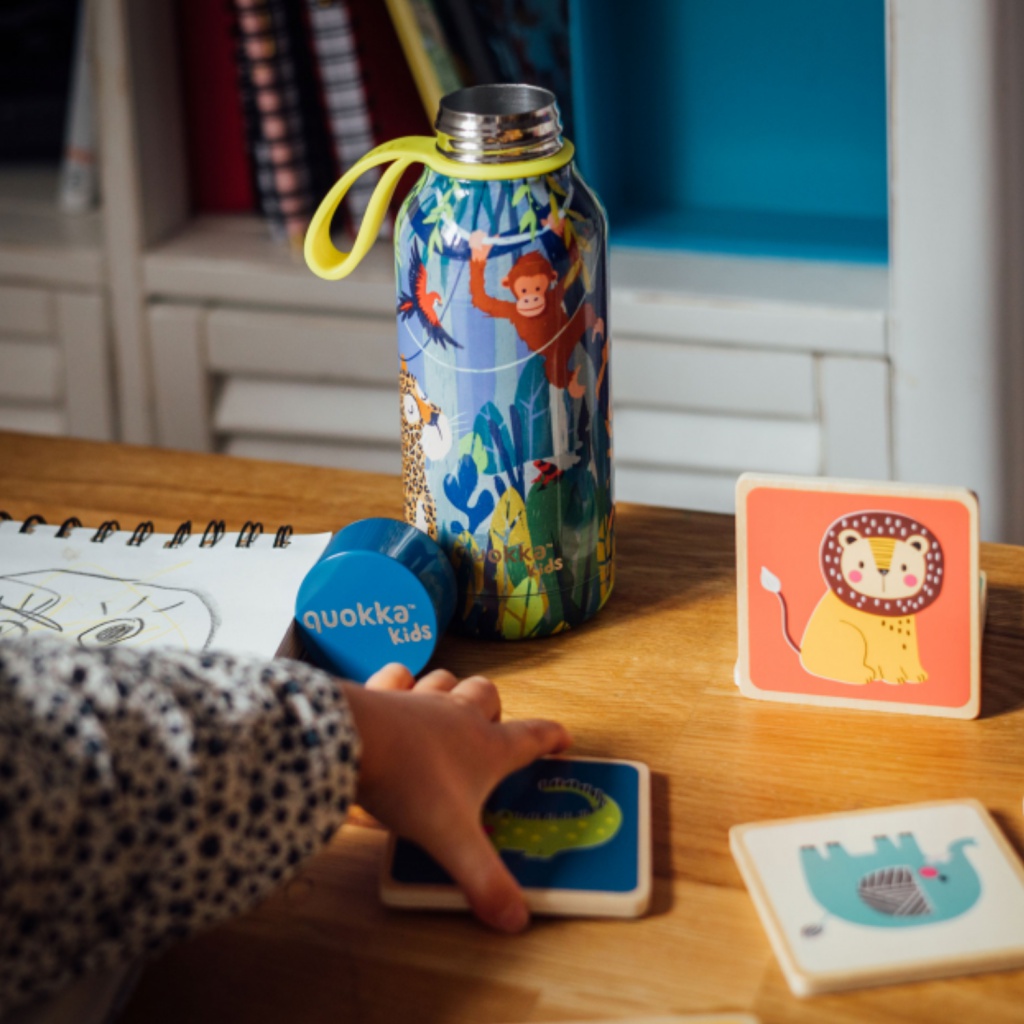 Quokka Kids Solid, Nerezová fľaša / termoska s pútkom Jungle, 330ml, 40145