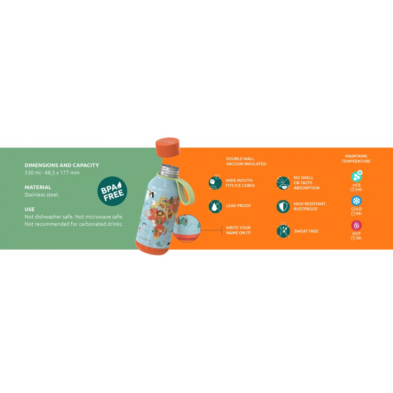 Quokka Kids Solid, Nerezová láhev / termoska s poutkem Grove Birds, 330ml, 40149 Quokka Kids Solid, Nerezová láhev / termoska s poutkem Grove Birds, 330ml, 40149