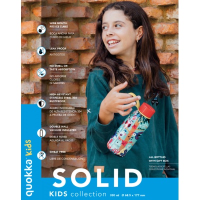 Quokka Kids Solid, Nerezová fľaša / termoska s pútkom Color Bricks, 330ml, 40143 Quokka Kids Solid, Nerezová fľaša / termoska s pútkom Color Bricks, 330ml, 40143