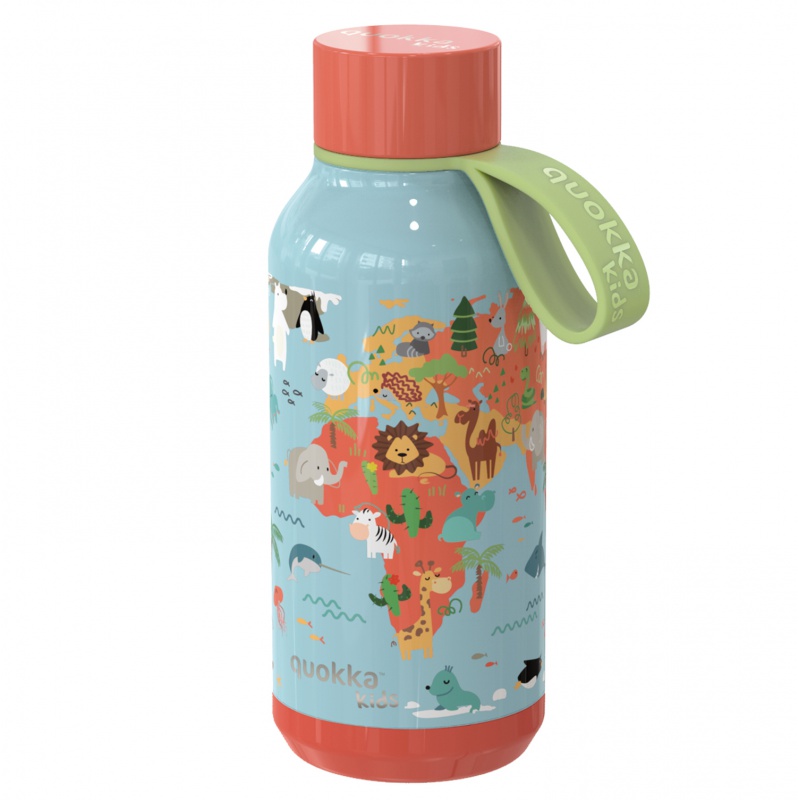 Quokka Kids Solid, Nerezová fľaša / termoska s pútkom Map of Life, 330ml, 40146 Quokka Kids Solid, Nerezová fľaša / termoska s pútkom Map of Life, 330ml, 40146