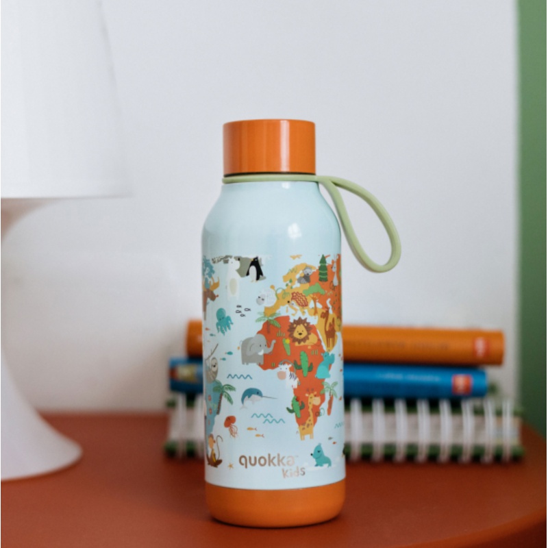 Quokka Kids Solid, Nerezová fľaša / termoska s pútkom Map of Life, 330ml, 40146 Quokka Kids Solid, Nerezová fľaša / termoska s pútkom Map of Life, 330ml, 40146