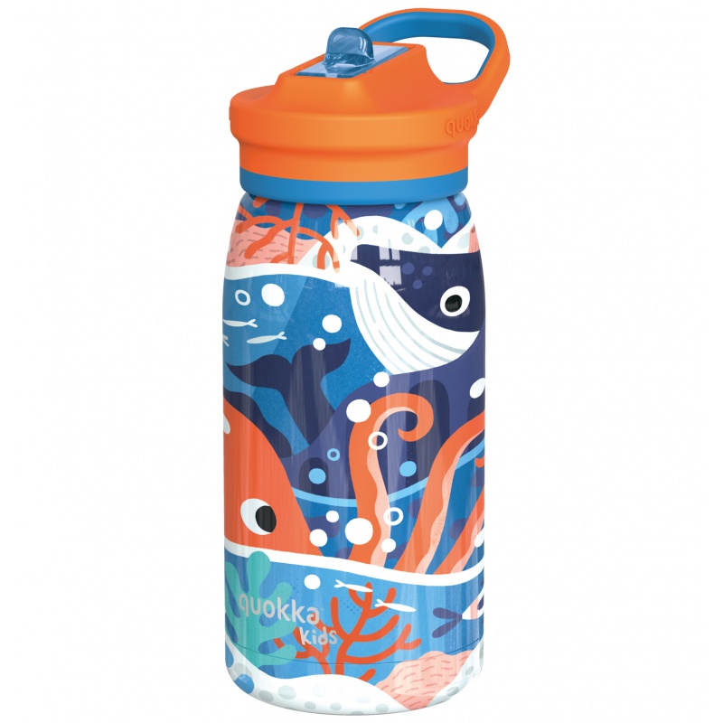 Quokka Kids Pop, Nerezová láhev / termoska s brčkem Ocean, 445ml, 40247 Quokka Kids Pop, Nerezová láhev / termoska s brčkem Ocean, 445ml, 40247