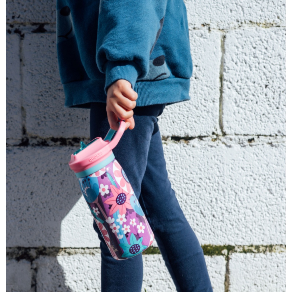 Quokka Kids Pop, Nerezová fľaša / termoska so slamkou Blooming Garden, 445ml, 40248