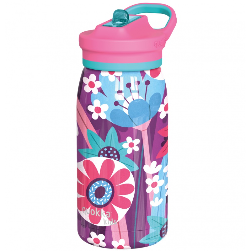 Quokka Kids Pop, Nerezová láhev / termoska s brčkem Blooming Garden, 445ml, 40248 Quokka Kids Pop, Nerezová láhev / termoska s brčkem Blooming Garden, 445ml, 40248
