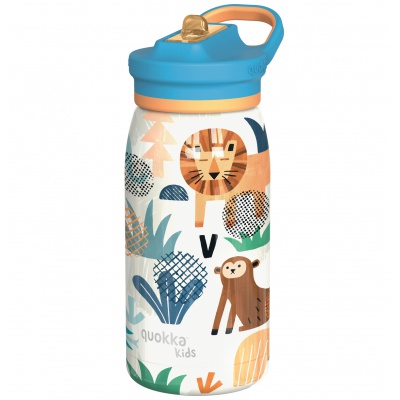 Quokka Kids Pop, Nerezová láhev / termoska s brčkem Safari, 445ml, 40249 Quokka Kids Pop, Nerezová láhev / termoska s brčkem Safari, 445ml, 40249
