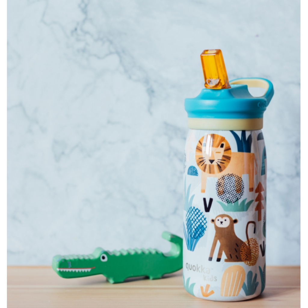 Quokka Kids Pop, Nerezová láhev / termoska s brčkem Safari, 445ml, 40249
