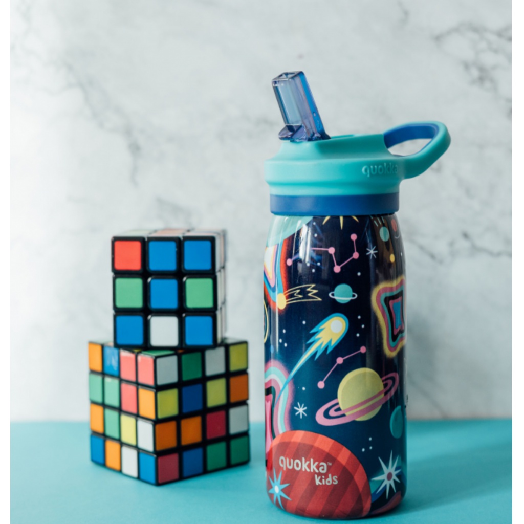 Quokka Kids Pop, Nerezová láhev / termoska s brčkem Space, 445ml, 40250