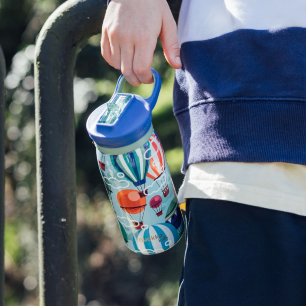 Quokka Kids Pop, Nerezová fľaša / termoska so slamkou Balloons, 445ml, 40251