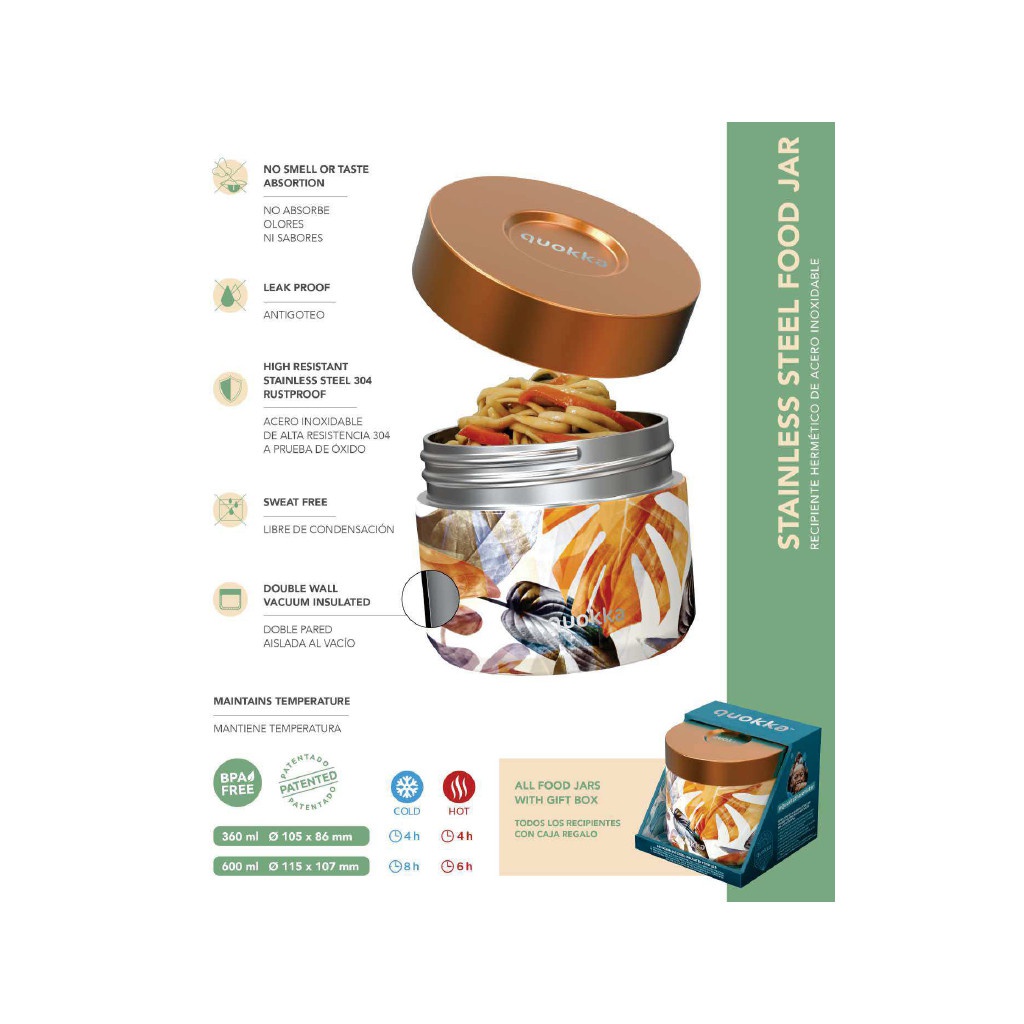 Quokka Whim, Nerezová termonádoba na jídlo TROPICAL, 360ml, 40103