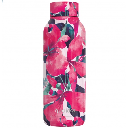 Quokka Solid, Nerezová fľaša / termoska Pink Bloom, 510ml, 11988
