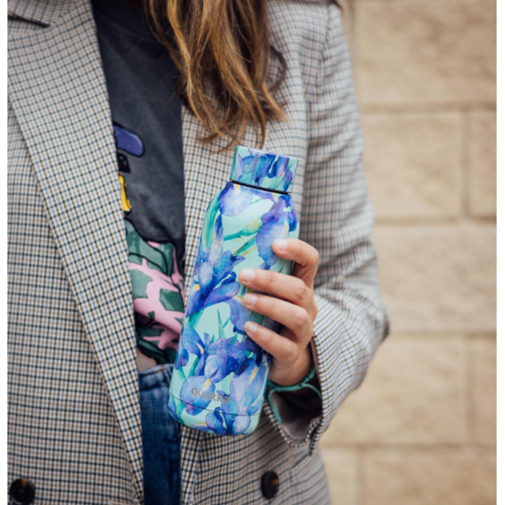 Quokka Solid, Nerezová fľaša / termoska Blue Irises, 510ml, 11982