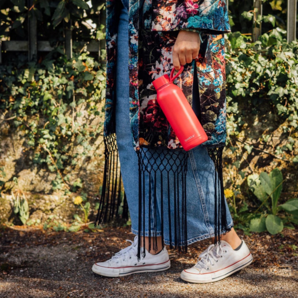 Quokka Solid, Nerezová láhev / termoska s poutkem Cherry Red, 510ml, 40185