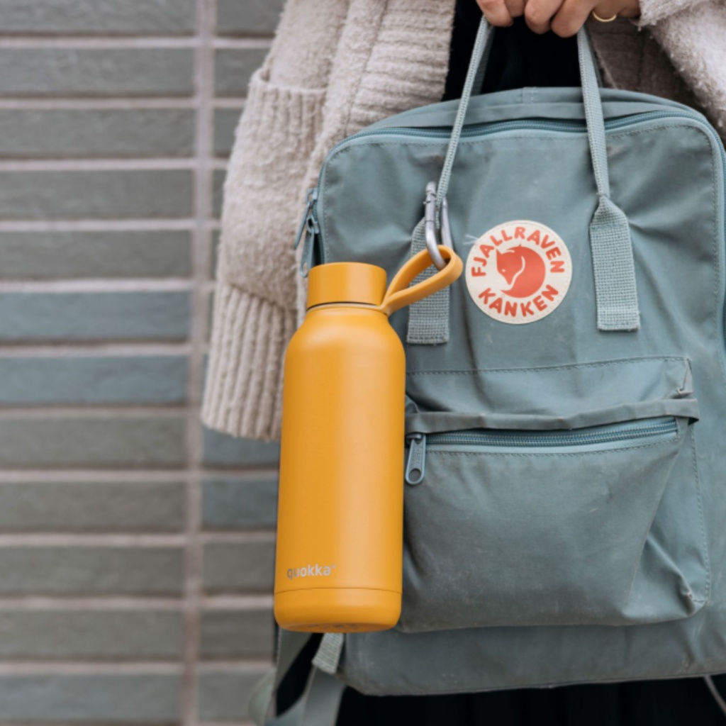 Quokka Solid, Nerezová fľaša / termoska s pútkom Mustard, 510ml, 40183