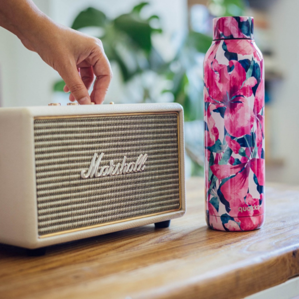 Quokka Solid, Nerezová fľaša / termoska Pink Bloom, 630ml, 12088