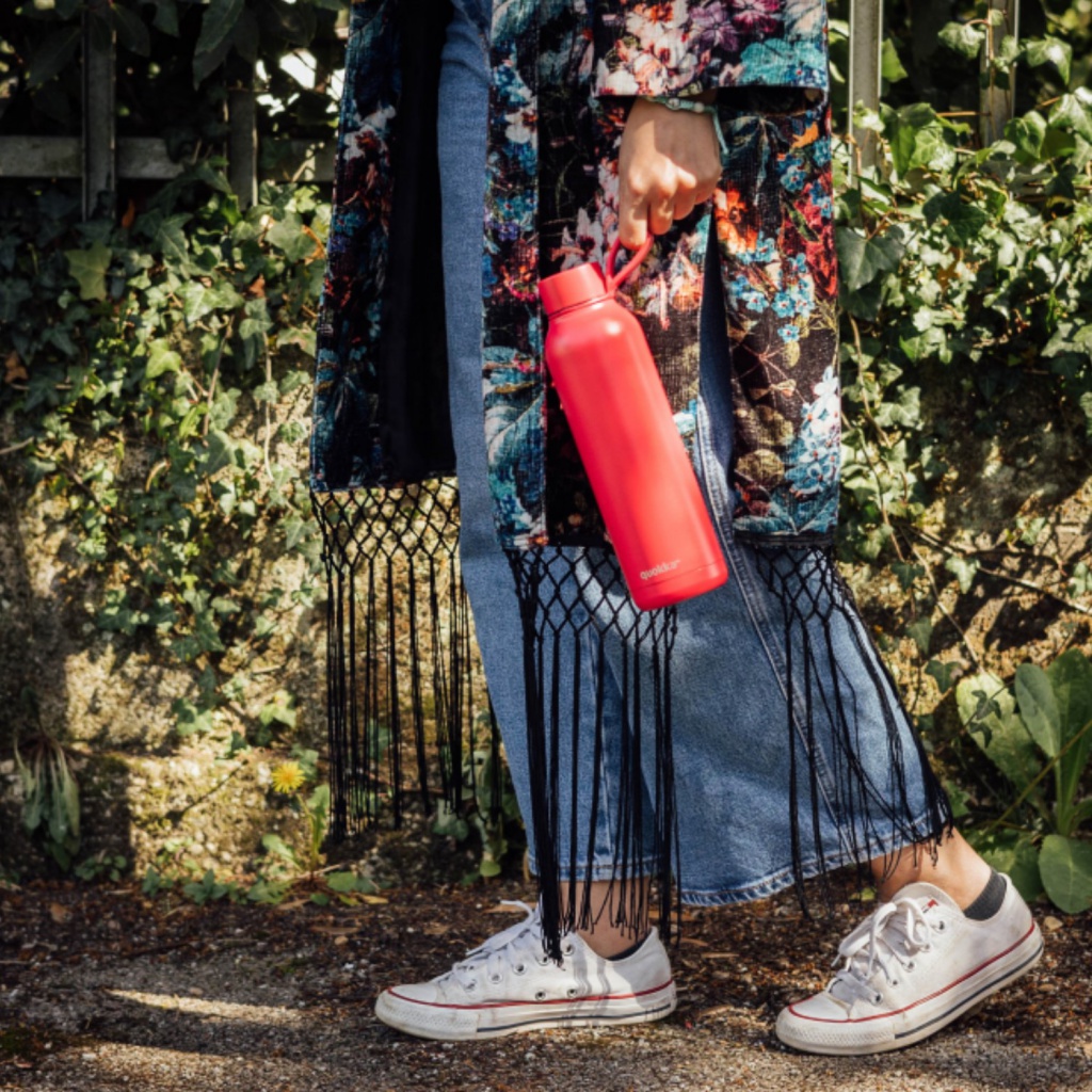 Quokka Solid, Nerezová láhev / termoska s poutkem Cherry Red , 630ml, 40175