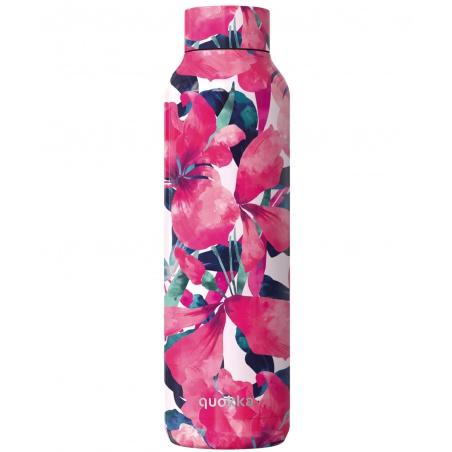 QUOKKA Solid, Nerezová láhev / termoska PINK BLOOM, 850ml, 40194