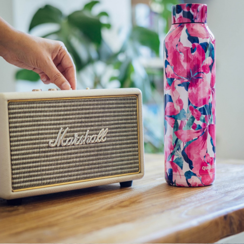 Quokka Solid, Nerezová fľaša / termoska Pink Bloom, 850ml, 40194