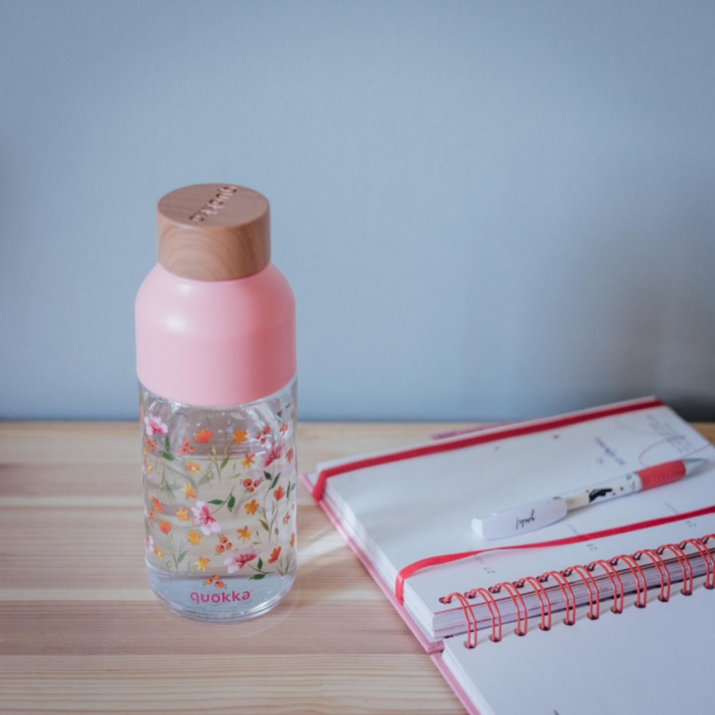 Quokka Ice, Plastová fľaša Pink Flowers, 570ml, 06997