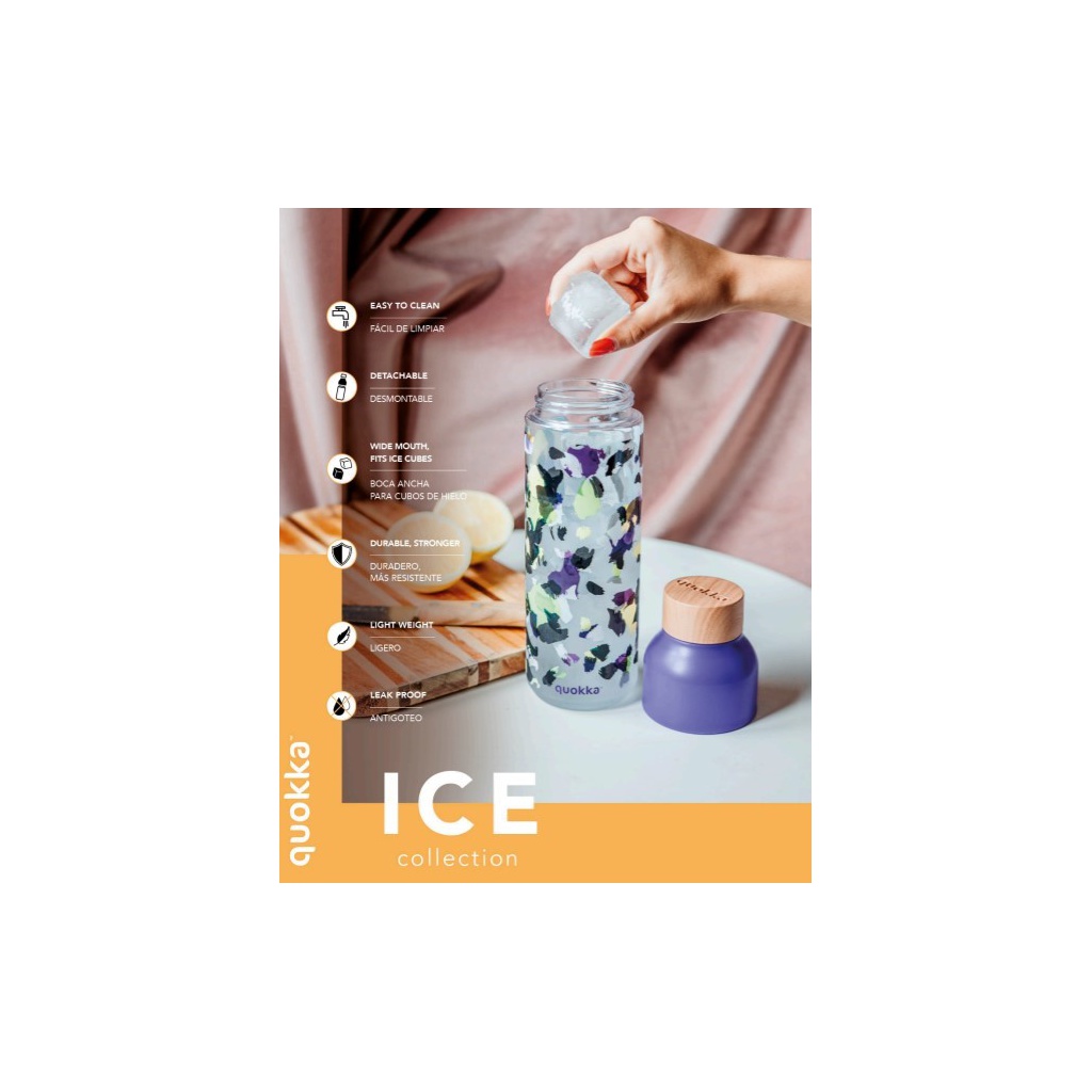 Quokka Ice, Plastová fľaša Watercolor Leaves, 840ml, 06984