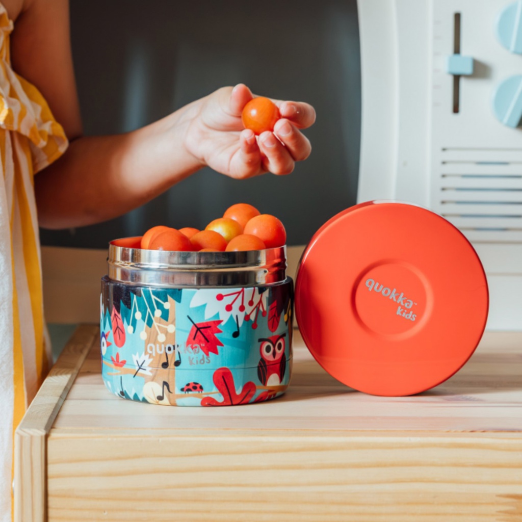 Quokka Kids Whim, Nerezová termonádoba na jídlo Grove Birds, 360ml, 40095