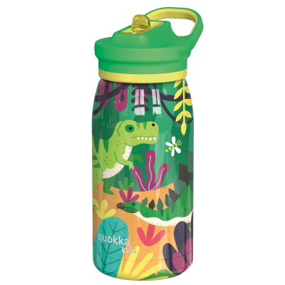 Quokka Kids Pop, Nerezová láhev / termoska s brčkem Dinosaurs, 445ml, 40246 Quokka Kids Pop, Nerezová láhev / termoska s brčkem Dinosaurs, 445ml, 40246