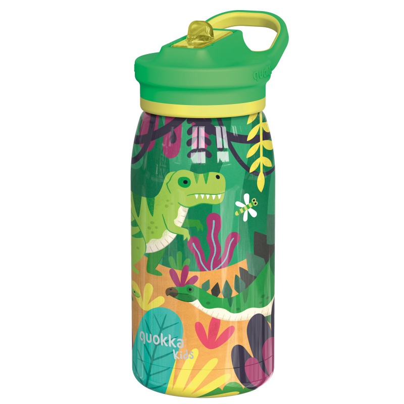 Quokka Kids Pop, Nerezová láhev / termoska s brčkem Dinosaurs, 445ml, 40246 Quokka Kids Pop, Nerezová láhev / termoska s brčkem Dinosaurs, 445ml, 40246