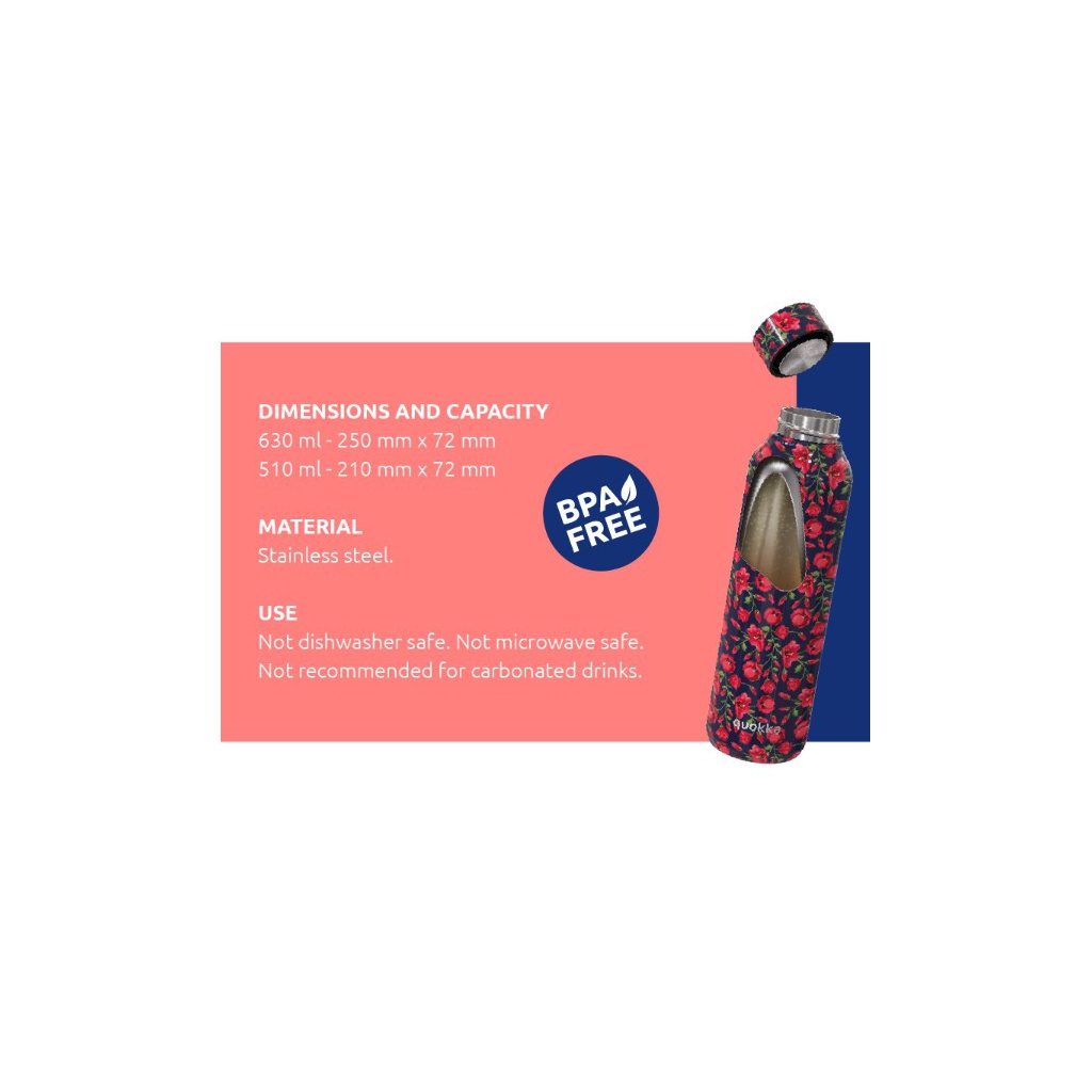 Quokka Solid, Nerezová láhev / termoska s poutkem Dusk Blue , 630ml, 40176