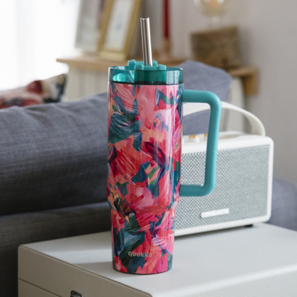 Quokka Vibe Smartgrip, Nerezový termo pohár Oil Petals, 880ml, 40371