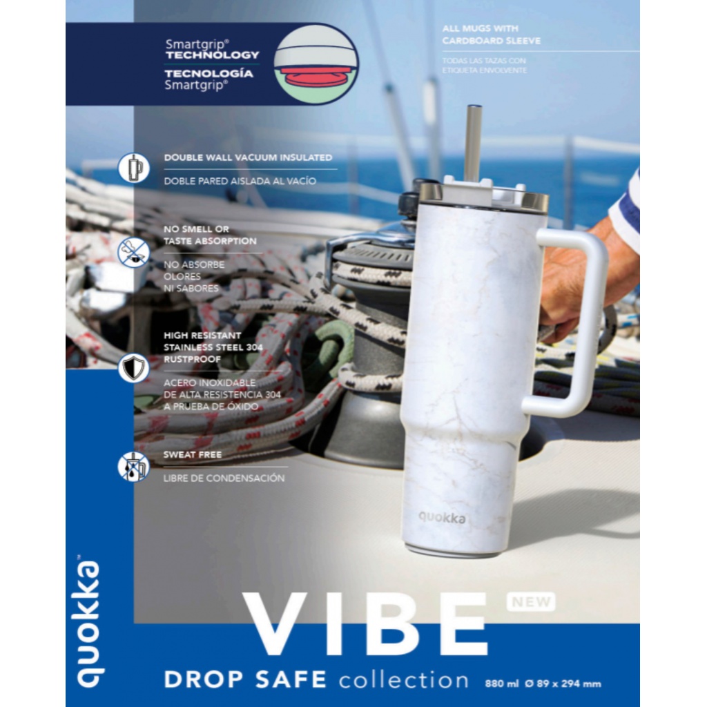 Quokka Vibe Smartgrip, Nerezový termo pohár Black, 880ml, 40380