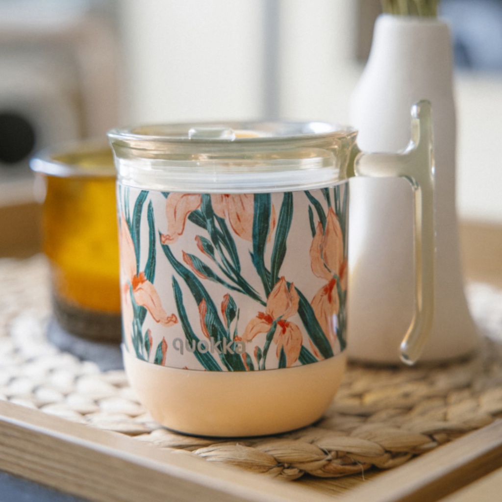 Quokka Wave Smartgrip, Nerezový termo hrnček Floral Peach, 260ml, 40272