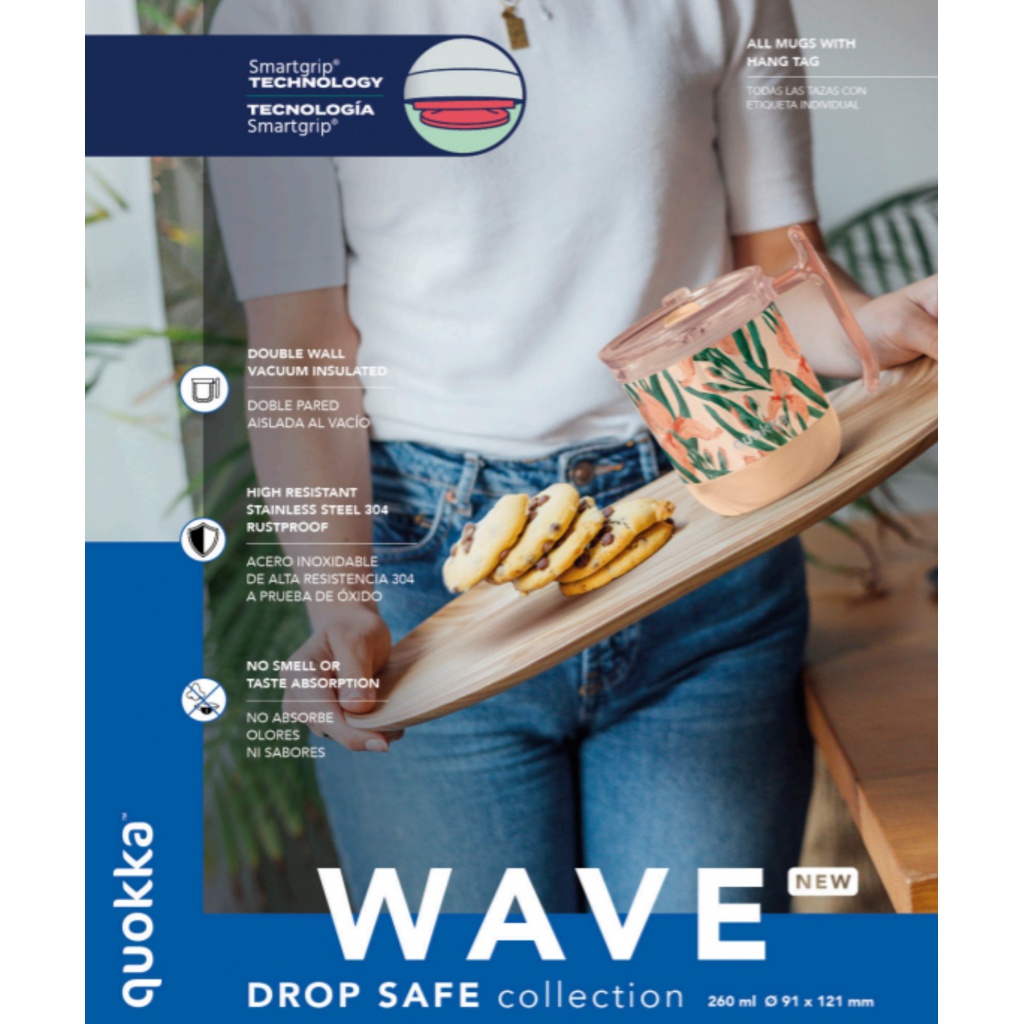 Quokka Wave Smartgrip, Nerezový termo hrnček Ivory, 260ml, 40274
