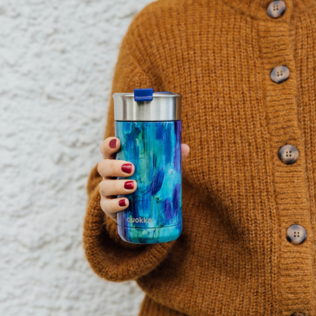 Quokka Boost, Nerezový termohrnek se sítkem Blue Paint, 400ml, 40066