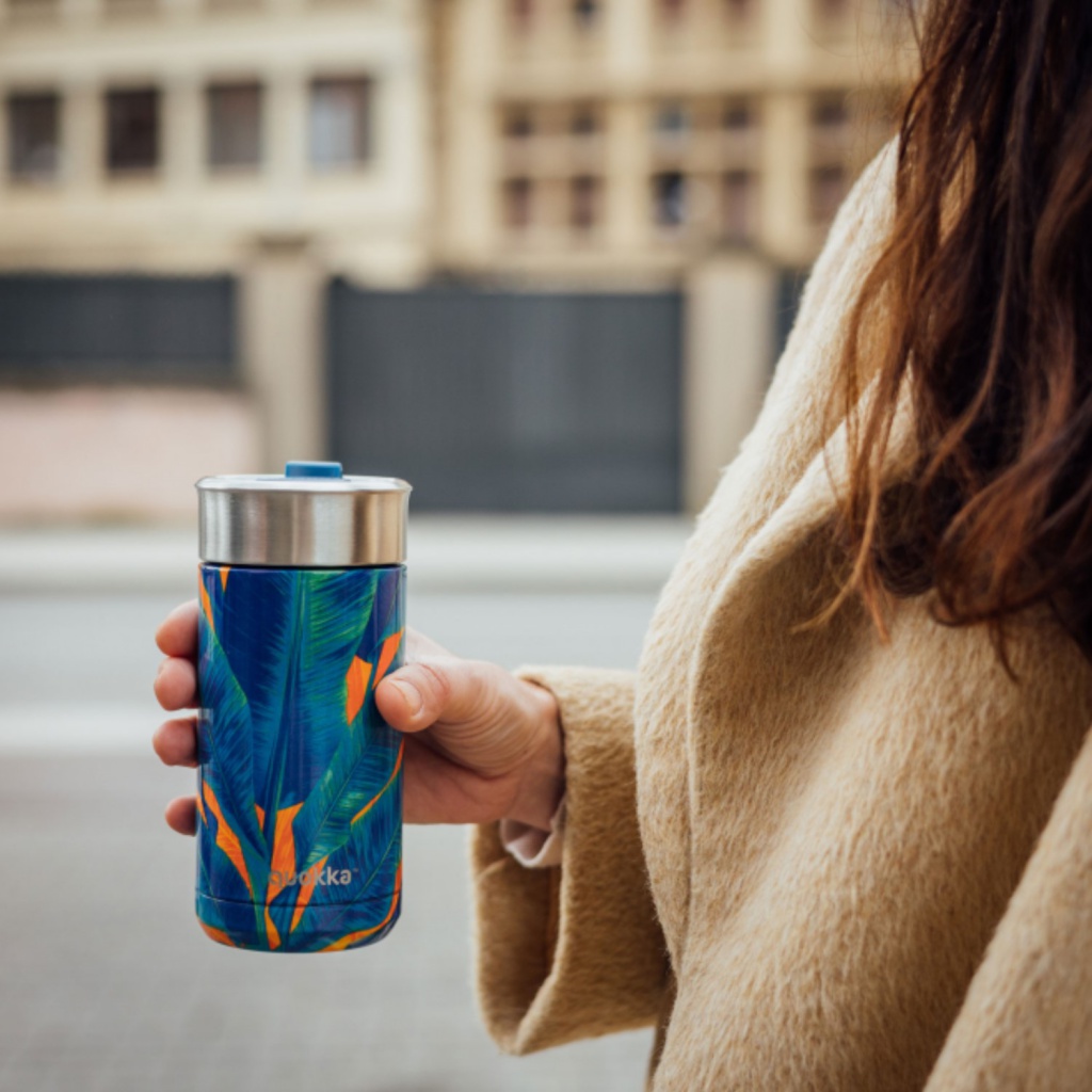 Quokka Boost, Nerezový termohrnček so sitkom Blue Jungle, 400ml, 40070