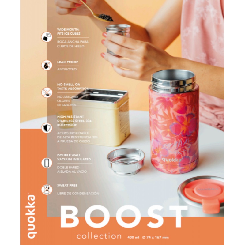 Quokka Boost, Nerezový termohrnček so sitkom Bouquet, 400ml, 40072 Quokka Boost, Nerezový termohrnček so sitkom Bouquet, 400ml, 40072