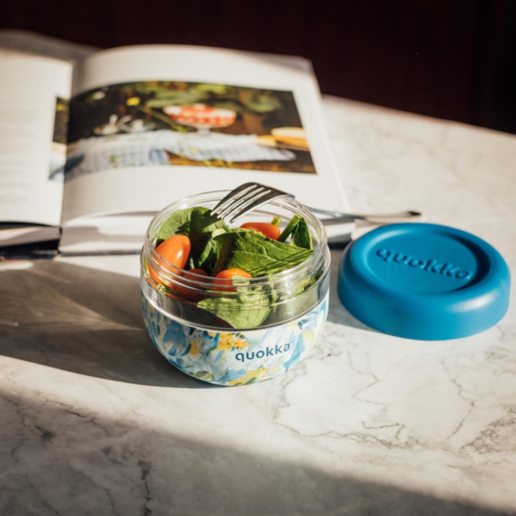 Quokka Bubble, Plastová nádoba na jedlo Blue Peonies, 500ml, 40124