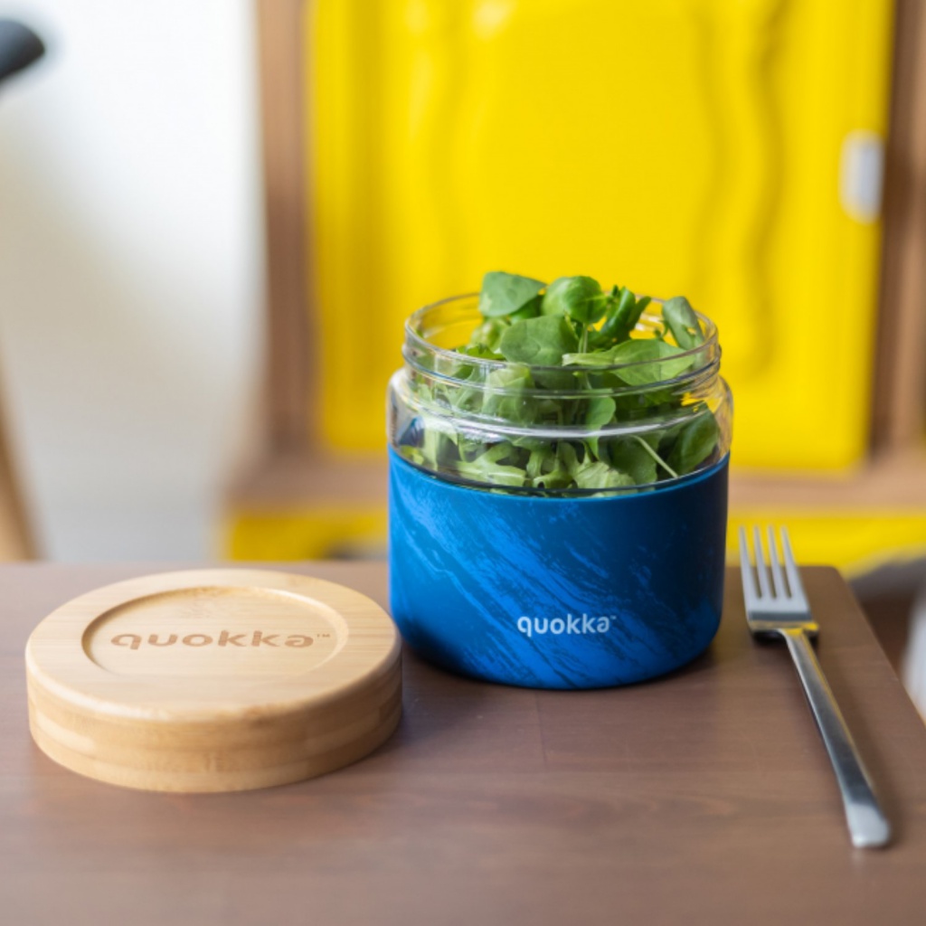 Quokka Deli, Skleněná nádoba na jídlo WOOD GRAIN, 820ml, 40133