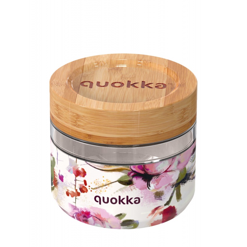 Quokka Deli, Sklenená nádoba na jedlo DARK FLOWERS, 500ml, 40121 Quokka Deli, Sklenená nádoba na jedlo DARK FLOWERS, 500ml, 40121